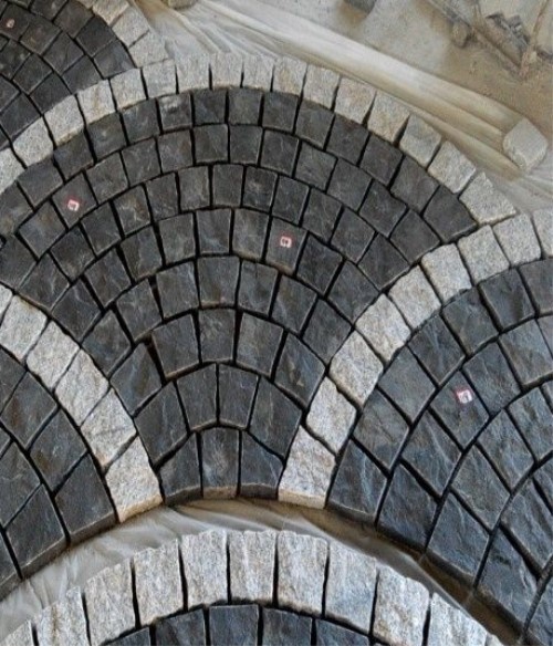 fan shape basalt paving pattern